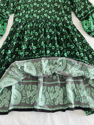 Vestido boho verde estampado paisley vintage