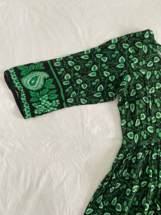 Vestido boho verde estampado paisley vintage