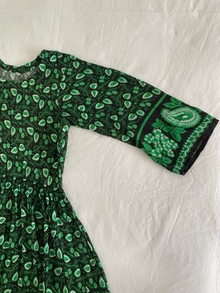 Vestido boho verde estampado paisley vintage