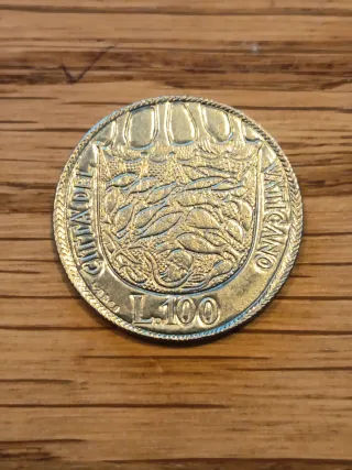 Moneda Vaticano 100 Liras 1975