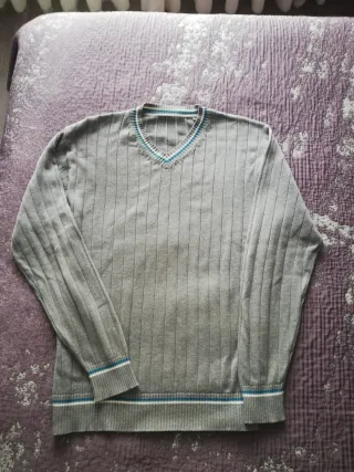 Jersey caballero V gris rayas