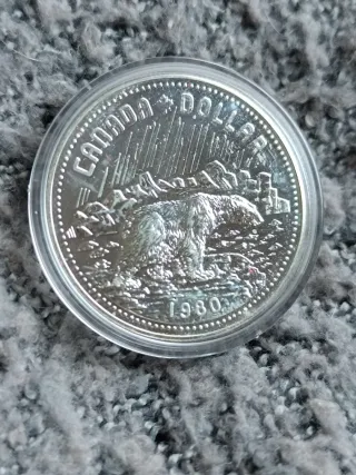 Moneda Plata Canadá 1 Oso Polar 1980 versión proof