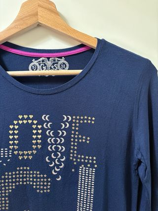 Vestito blu notte con borchie e strass