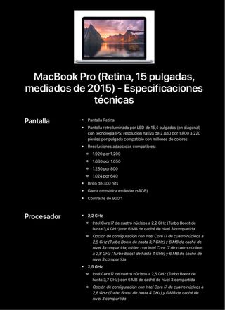 MacBook Pro 15 2015 Plata