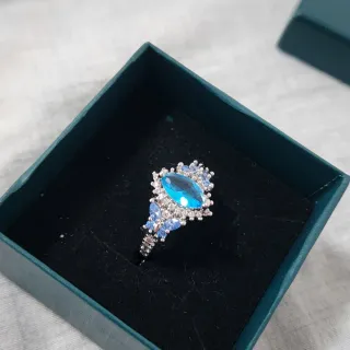 Anillo Plata Esterlina Azul Marquise