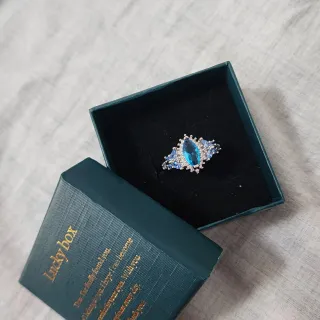 Anillo Plata Esterlina Azul Marquise