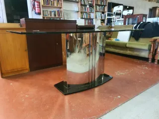 Mesa comedor cristal templado y metal