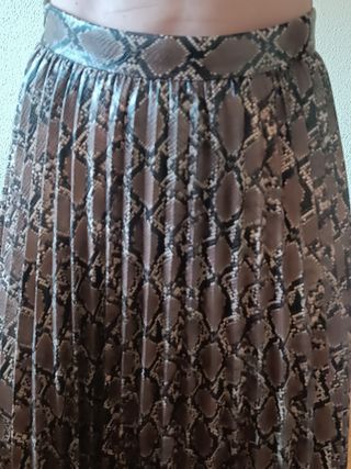 Falda larga cuero marrón/serpiente T.M.