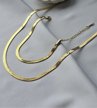 Conjunto de tejido de espiga plana-oro 22k -acero