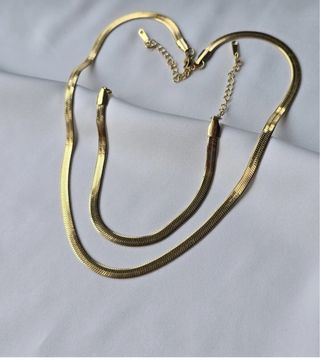 Conjunto de tejido de espiga plana-oro 22k -acero