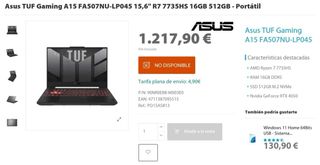 Portátil gamer ASUS TUF A15