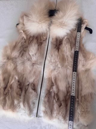 Chaleco de piel y pelo beige/blanco