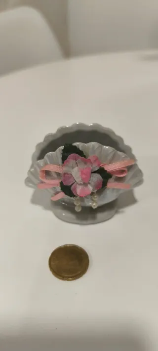 Porta anillos cerámica flor perlas