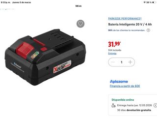 Pistola de impacto Parkside con batería y cargador