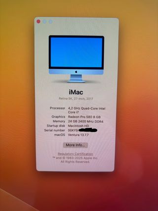 Apple iMac 27 (i7/24GB/4,2GHZ/2TB/5kRetina)