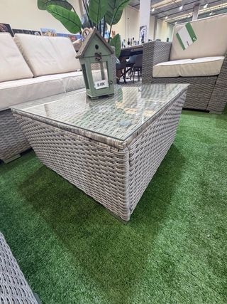 Conjunto Terraza Mimbre Beige/Gris