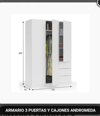 Armario 3 puertas blanco madera