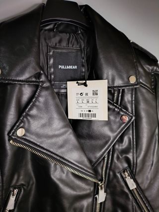 Cazadora Biker Pull&Bear cremalleras forrada L