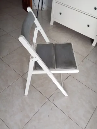 Silla Plegable Ikea Madera y Tela Gris