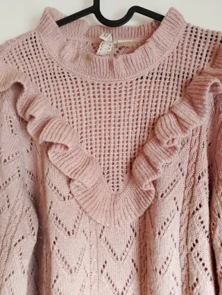 Jersey rosa punto calado volantes