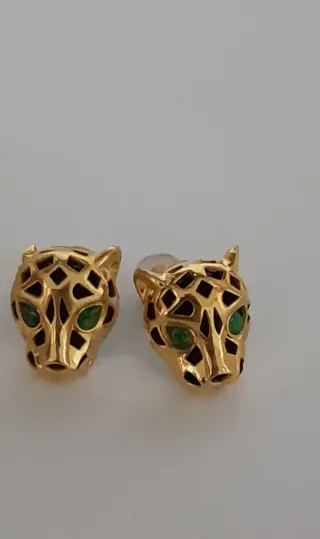 Pendientes Oro 18kt Pantera Esmeralda