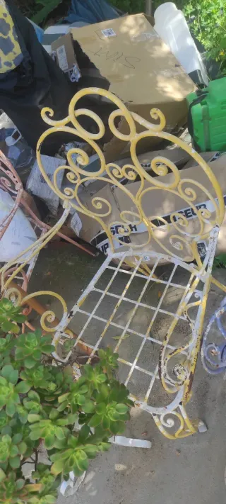 Conjunto de mesa de jardín forjado vintage