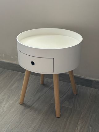 Mesita auxiliar redonda con n cajón