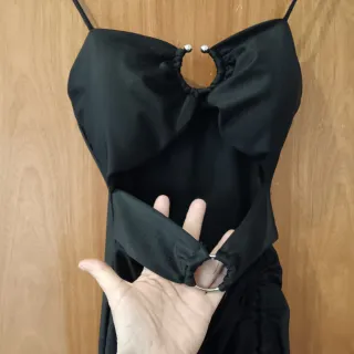 Vestido fiesta negro con abertura sin estrenar