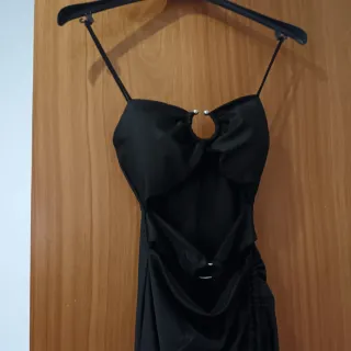 Vestido fiesta negro con abertura sin estrenar