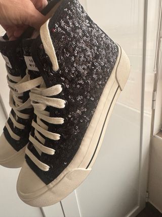 Botín deportivo lentejuelas negro