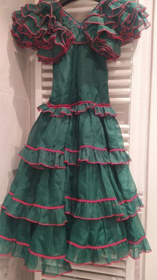 Vestido Flamenca Niña Verde y Rojo