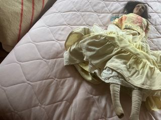 Muñeca antigua de trapo 60 cm