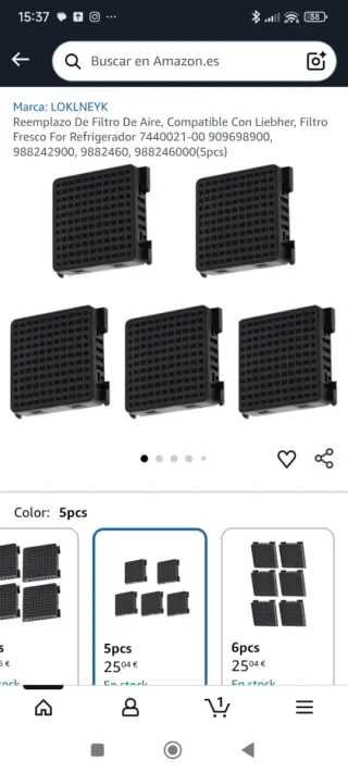 Filtro de aire frigorífico. Pak de 102 unidades