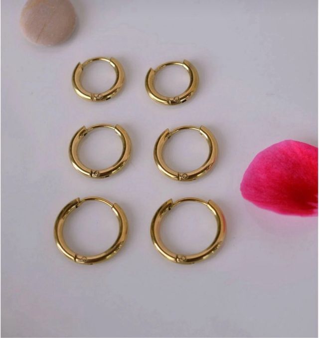 Aros lisos dorados - acero inoxidable en oro 22k