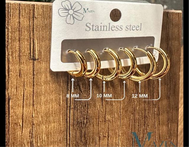 Aros lisos dorados - acero inoxidable en oro 22k