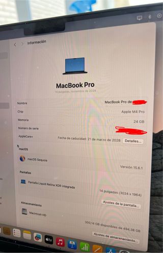 MacBook Pro M4 14” 24GB + 2 AÑOS DE SEGURO