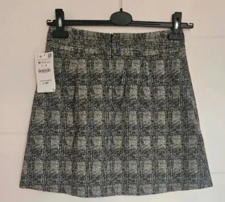 Falda cuadros Zara Talla M 38 negro gris blanco