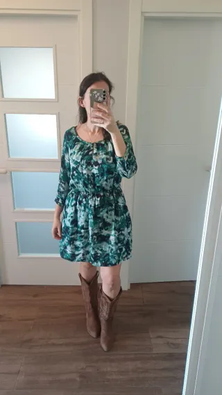 Vestido estampado verde mujer