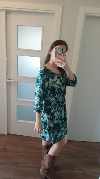 Vestido estampado verde mujer