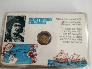 Tessera con monetina oro 8 carati celebrativa