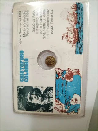 Tessera con monetina oro 8 carati celebrativa