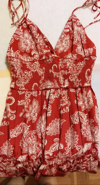 Abito donna fantasia floreale rosso