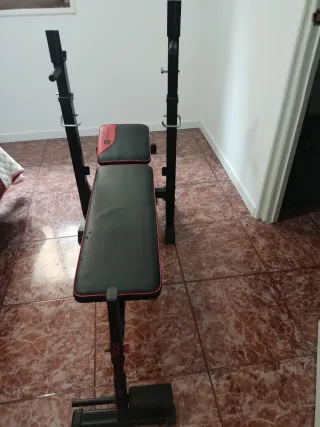 Banco de abdominales y pesas