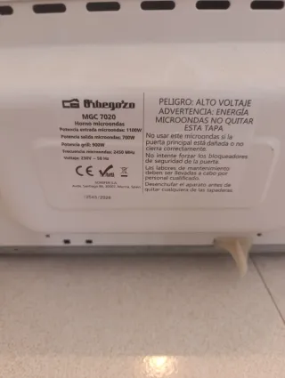 Microondas Orbegozo Grill