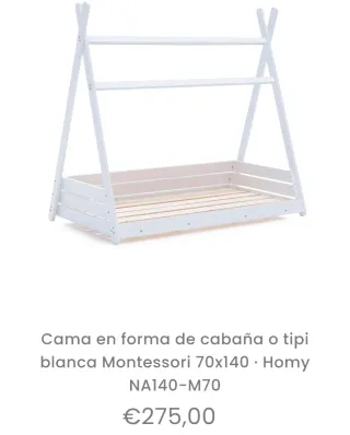 Cama Montessori Tipi Blanca 70x140 de Alondra