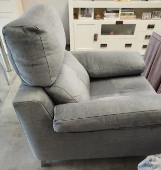 Sillón individual de tela azul, venta en persona.