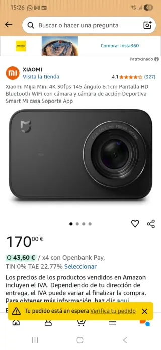 Xiaomi Mijia Mini 4K 30fps Cámara Acción.