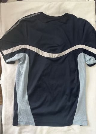 Camiseta deportiva Adidas azul y gris