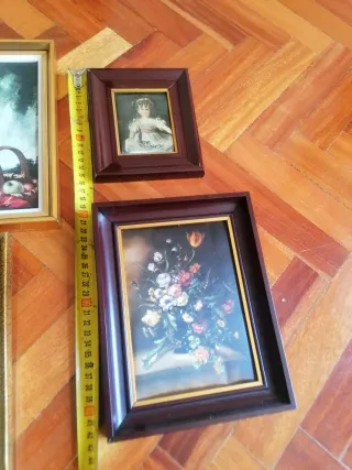 Lote de 5 cuadros antiguos varios tamaños