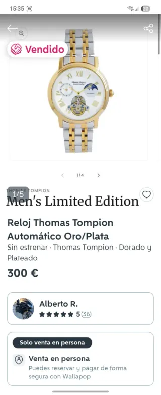 Reloj Thomas Tompion Automático Oro/Plata